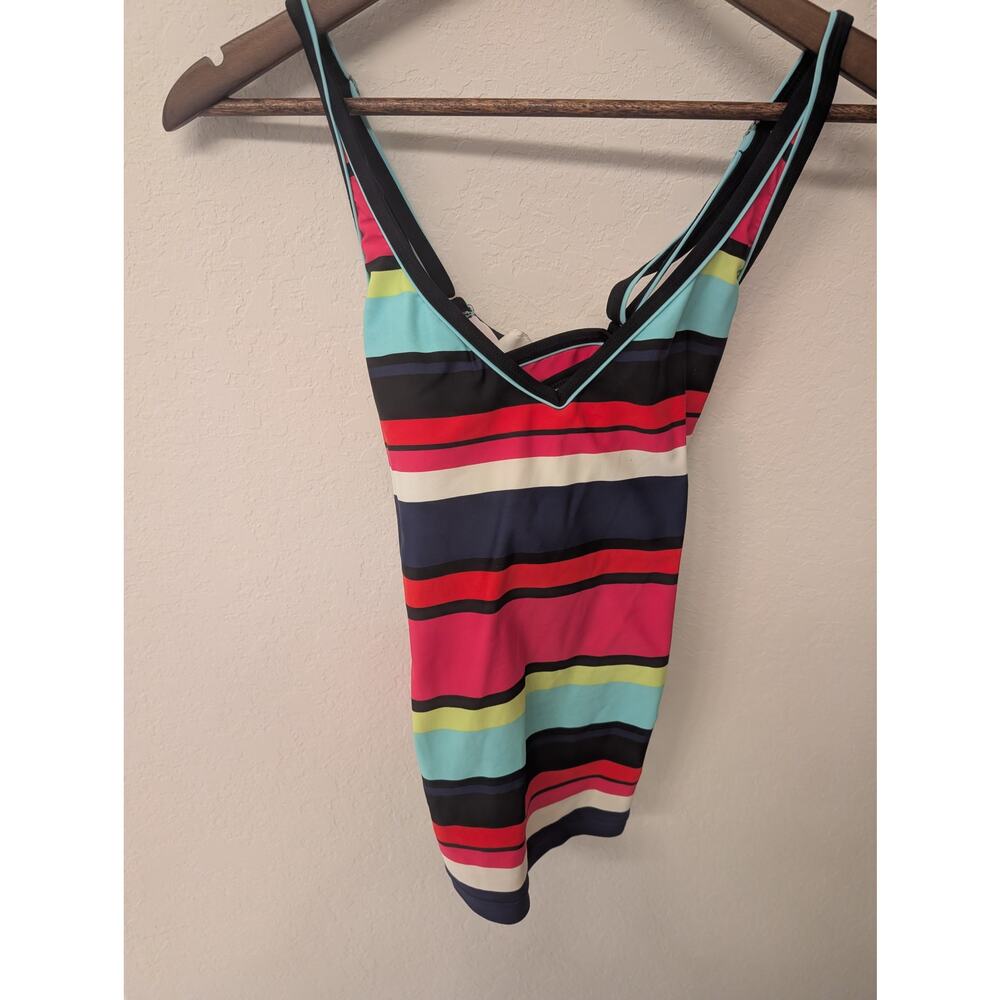 Jag Sport Striped Tankini Lined Top Vacation Beach Sz M